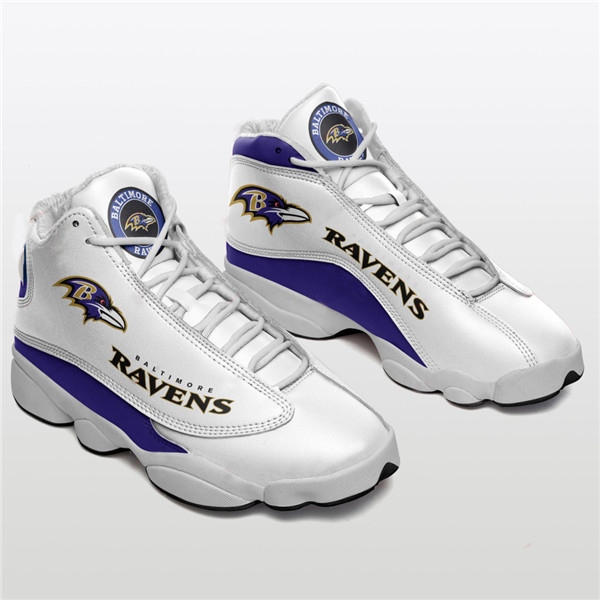Women's Baltimore Ravens AJ13 Series High Top Leather Sneakers 001